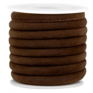Trendy gestikt Velvet koord 6x4mm Chocolate brown